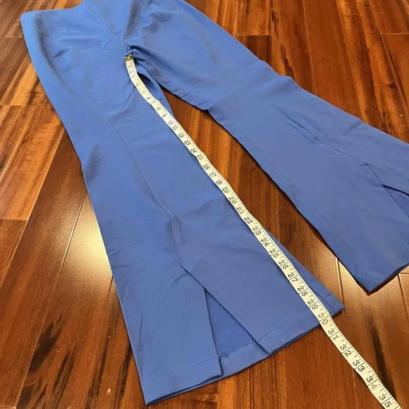 New NWT Free‎ People Periwinkle Blue Flare Pants Trousers Dress Back Zip Size M - Picture 8 of 10